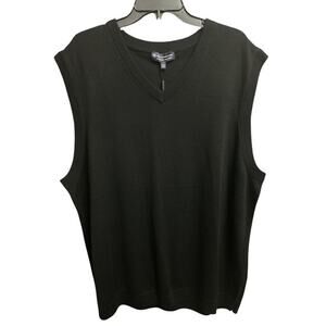 Hart Schaffner Marx 3XT Sweater Vest Black Soft Extra Fine Merino Wool V-Neck